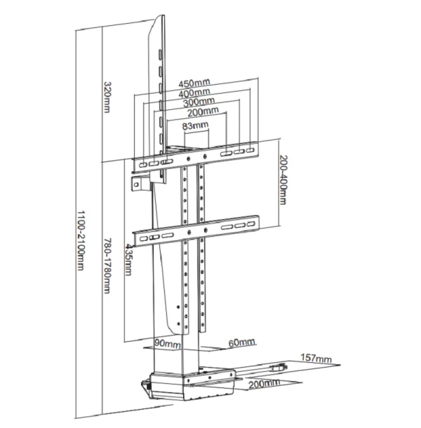 Wall-Support TV lift Ares 1000 L - Lève écran motorisé